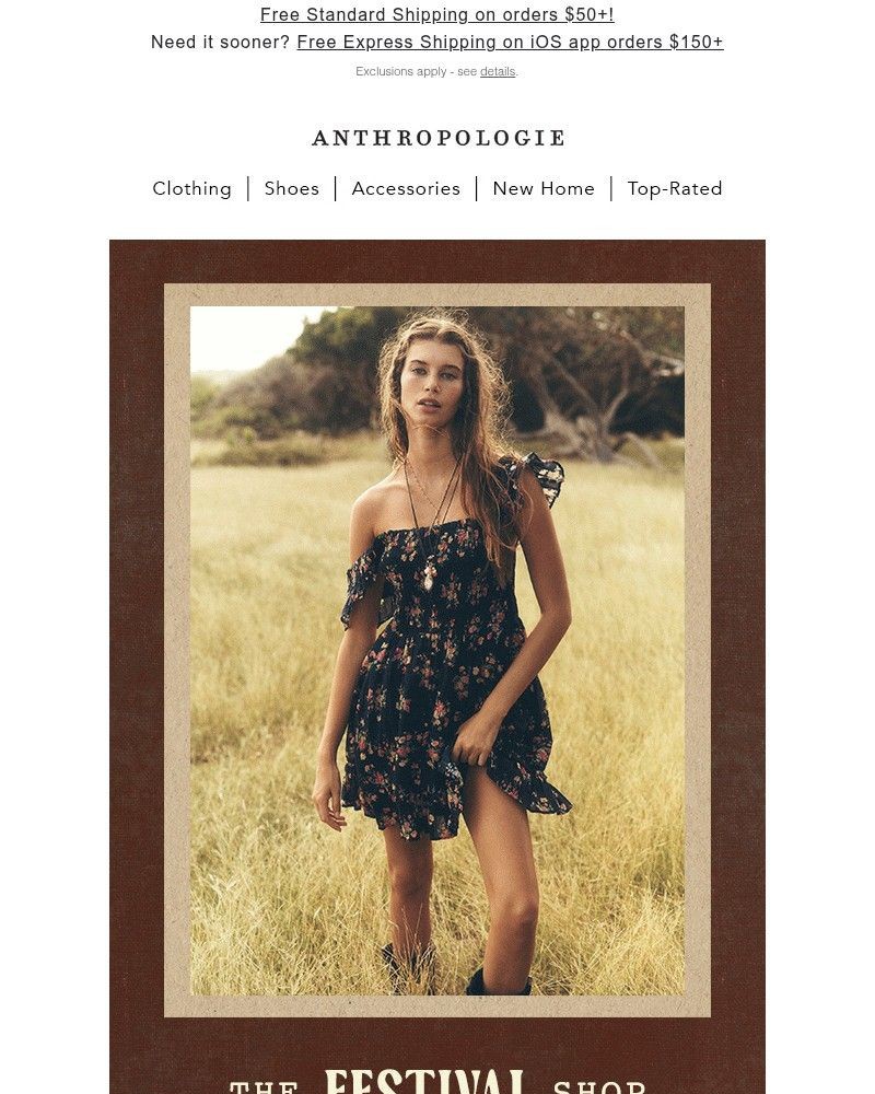 Screenshot of email sent to a Anthropologie Newsletter subscriber