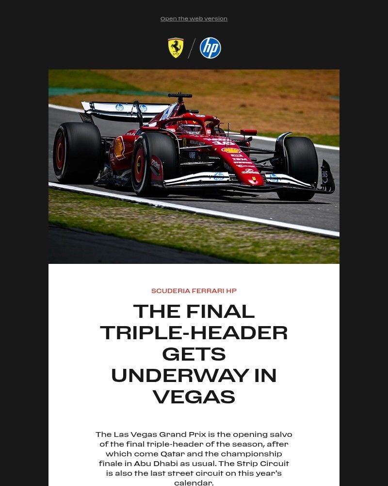 Screenshot of email sent to a Ferrari Newsletter subscriber