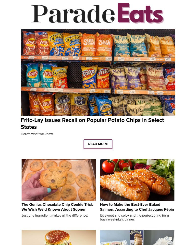 Screenshot of email sent to a Parade Newsletter subscriber