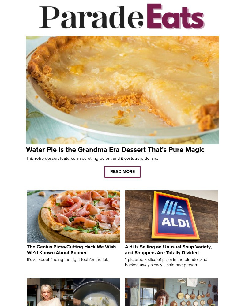 Screenshot of email sent to a Parade Newsletter subscriber