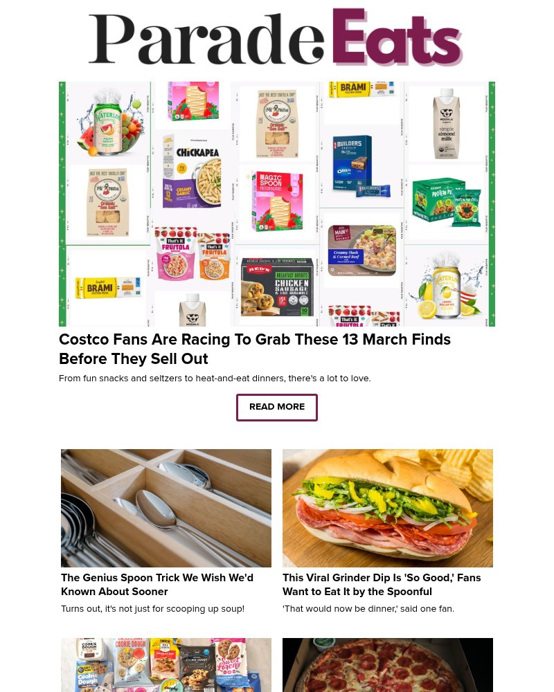 Screenshot of email sent to a Parade Newsletter subscriber