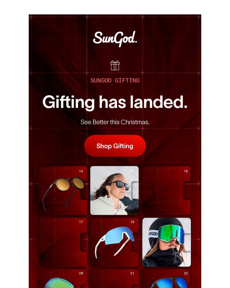 Screenshot of email sent to a SunGod Newsletter subscriber