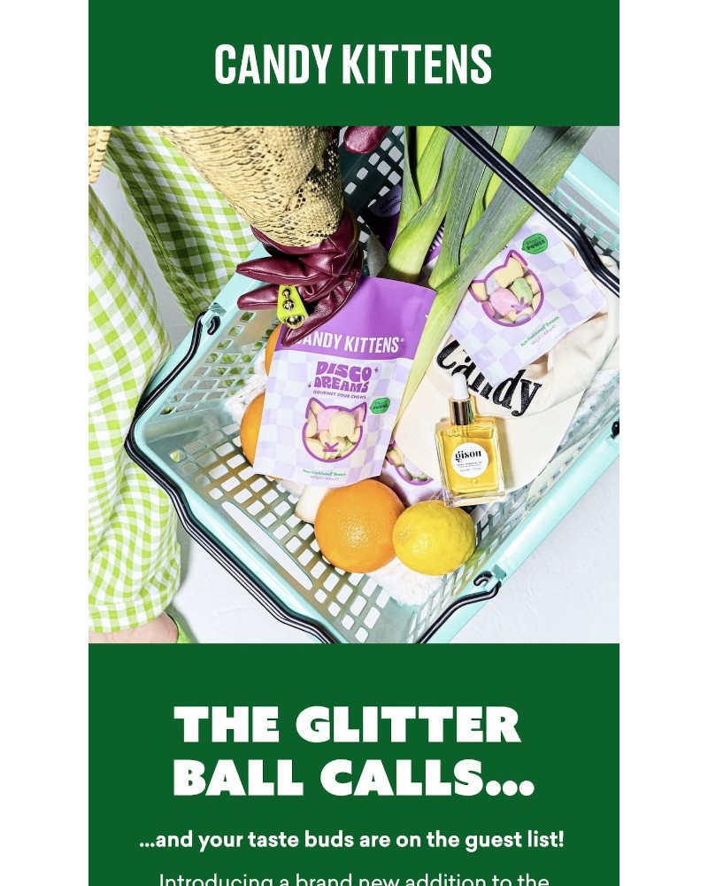 Screenshot of email sent to a Candy Kittens Newsletter subscriber