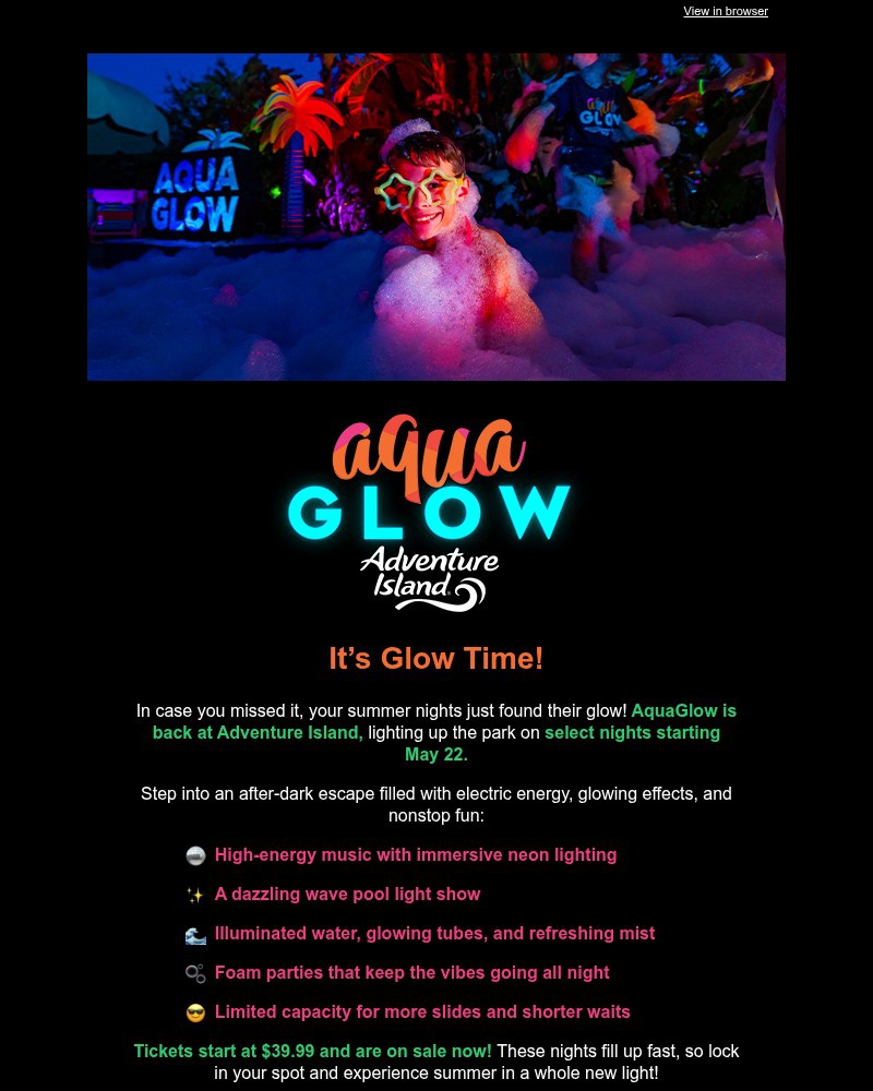 Screenshot of email sent to a Busch Gardens Newsletter subscriber