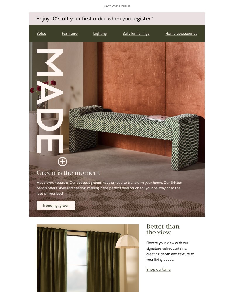 Screenshot of email sent to a Made Customer