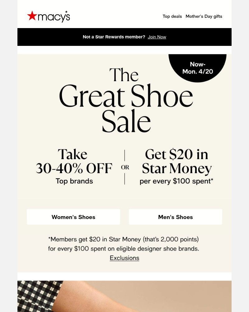 Screenshot of email sent to a Macy's Cart abandoner