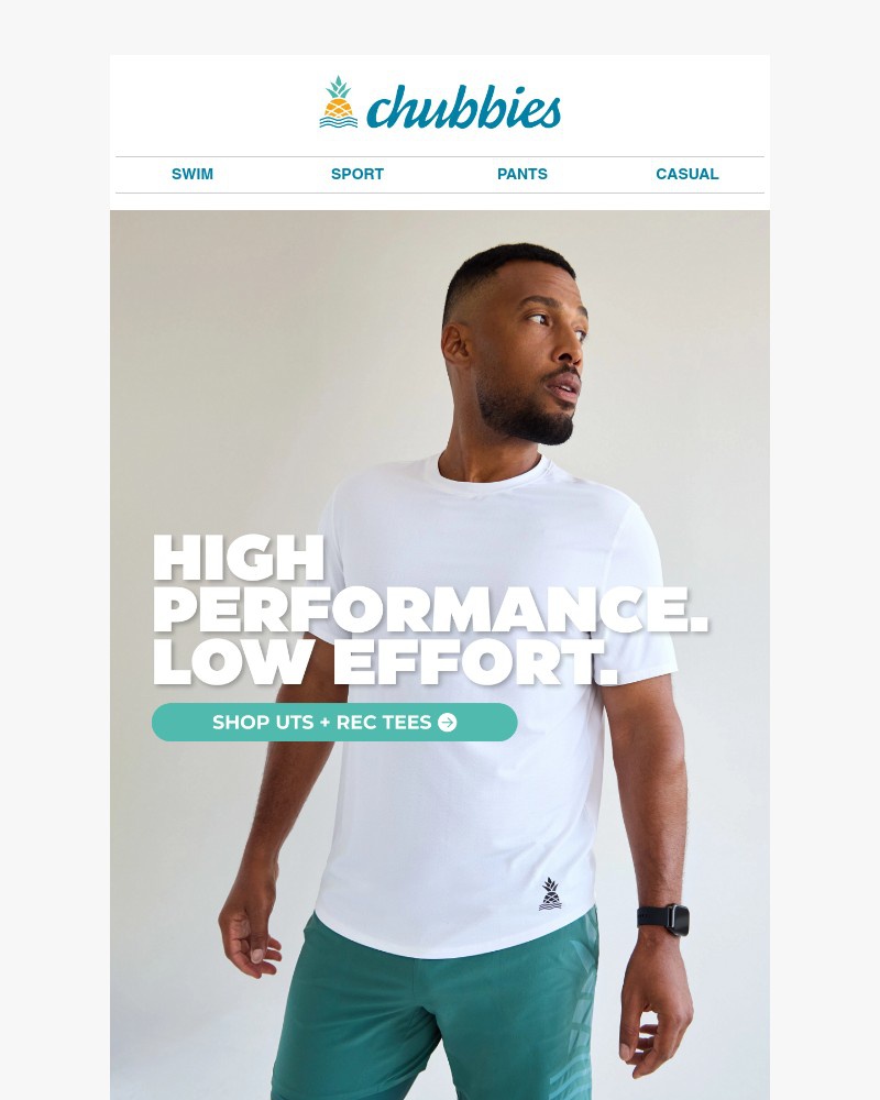 Screenshot of email sent to a Chubbies Newsletter subscriber