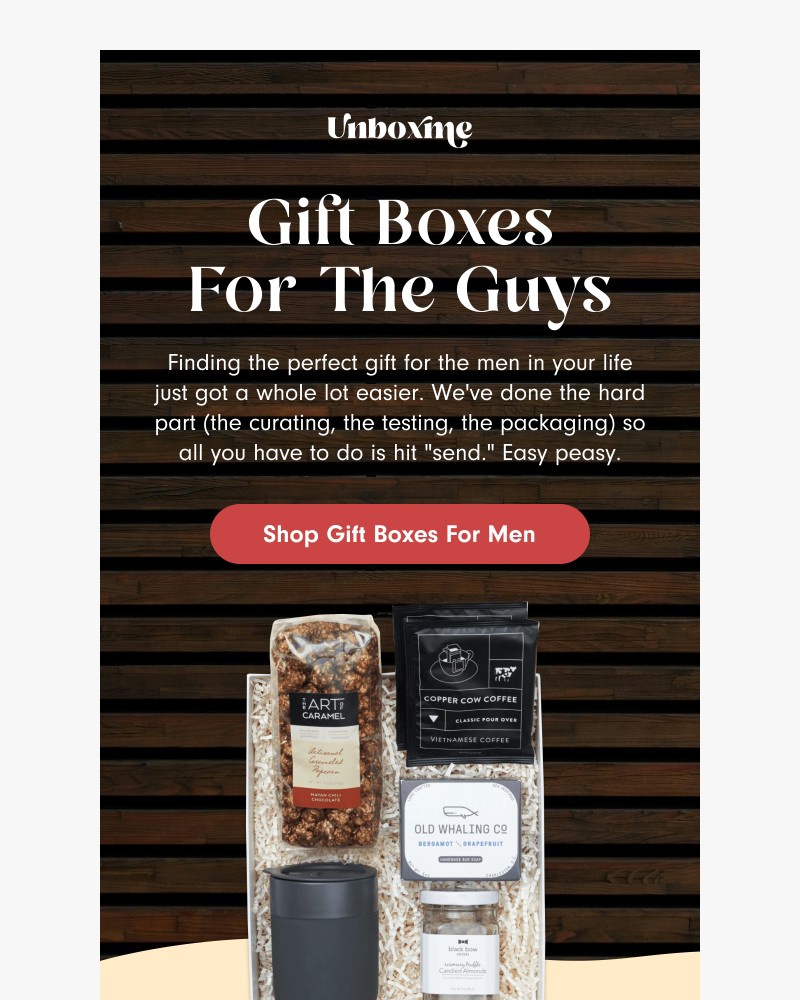 Screenshot of email sent to a Unboxme Newsletter subscriber