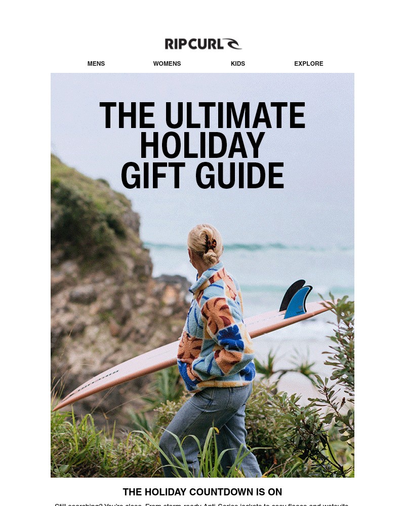 Screenshot of email sent to a Ripcurl Newsletter subscriber