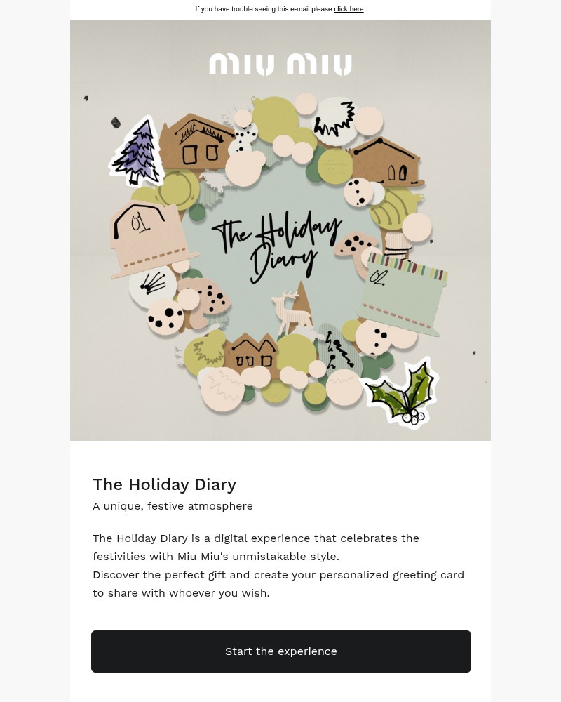 Screenshot of email sent to a Miu Miu Newsletter subscriber