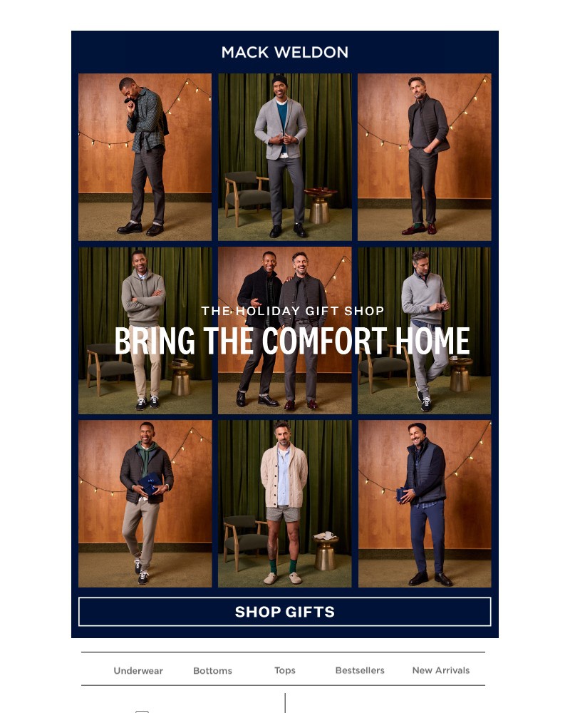 Screenshot of email sent to a Mack Weldon Newsletter subscriber