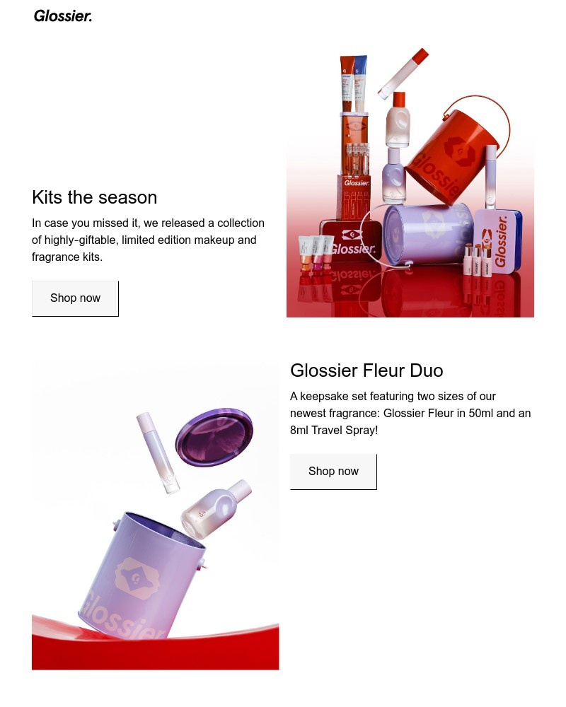 Screenshot of email sent to a Glossier Newsletter subscriber