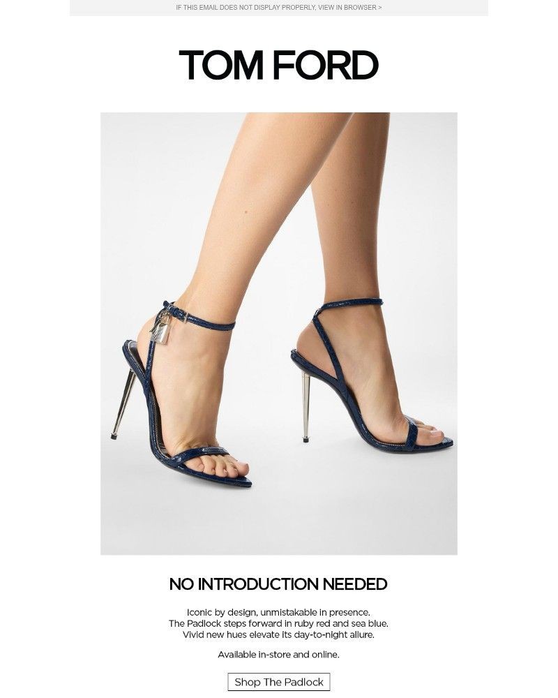 Screenshot of email sent to a Tom Ford Newsletter subscriber