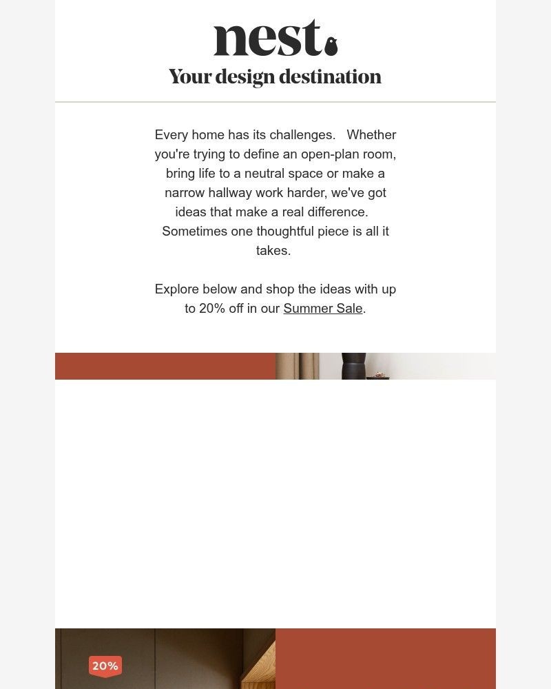 Screenshot of email sent to a Nest Furniture Cart abandoner