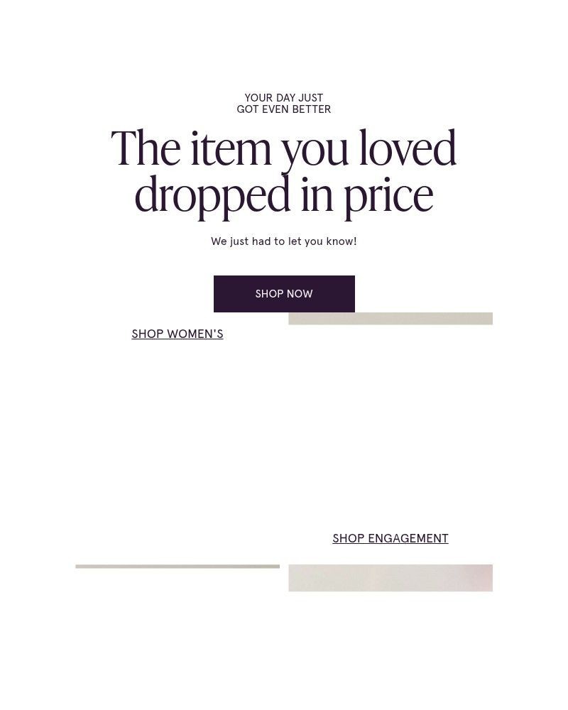 Screenshot of email with subject /media/emails/the-item-you-loved-just-dropped-in-price-e67589-cropped-47d6c420.jpg