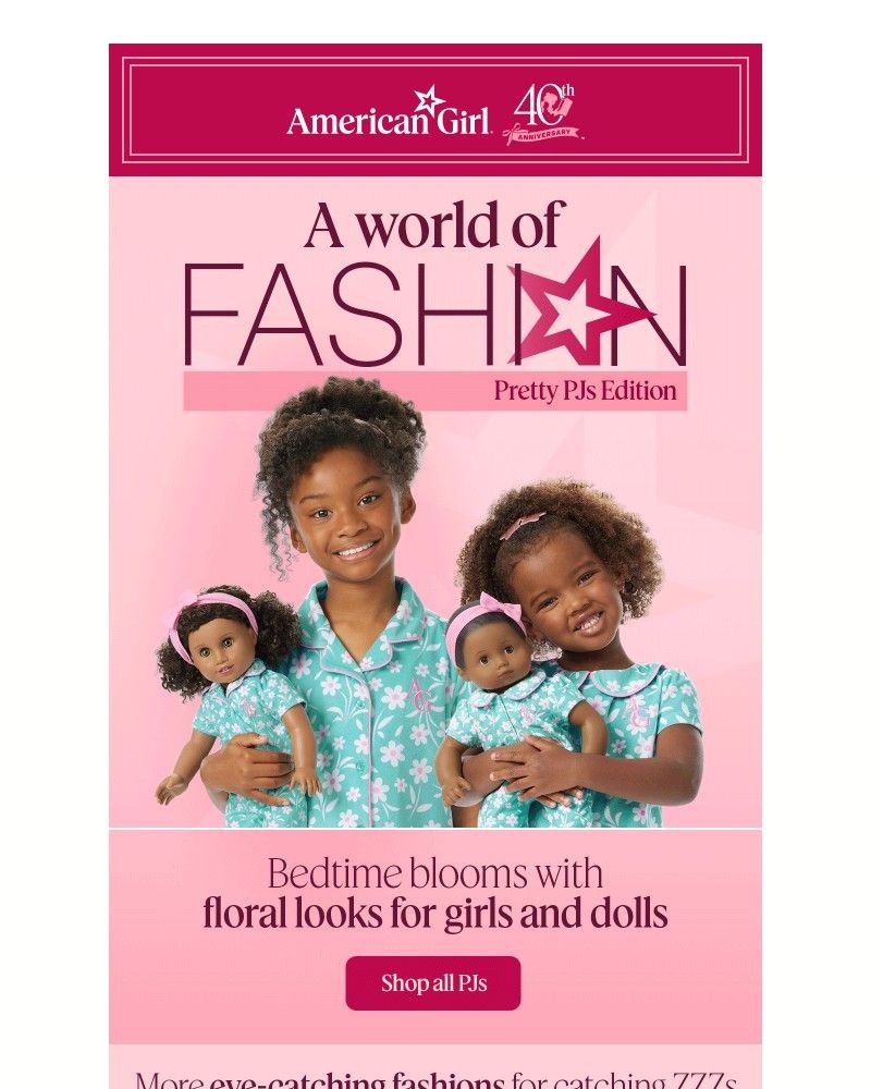Screenshot of email sent to a American Girl Newsletter subscriber