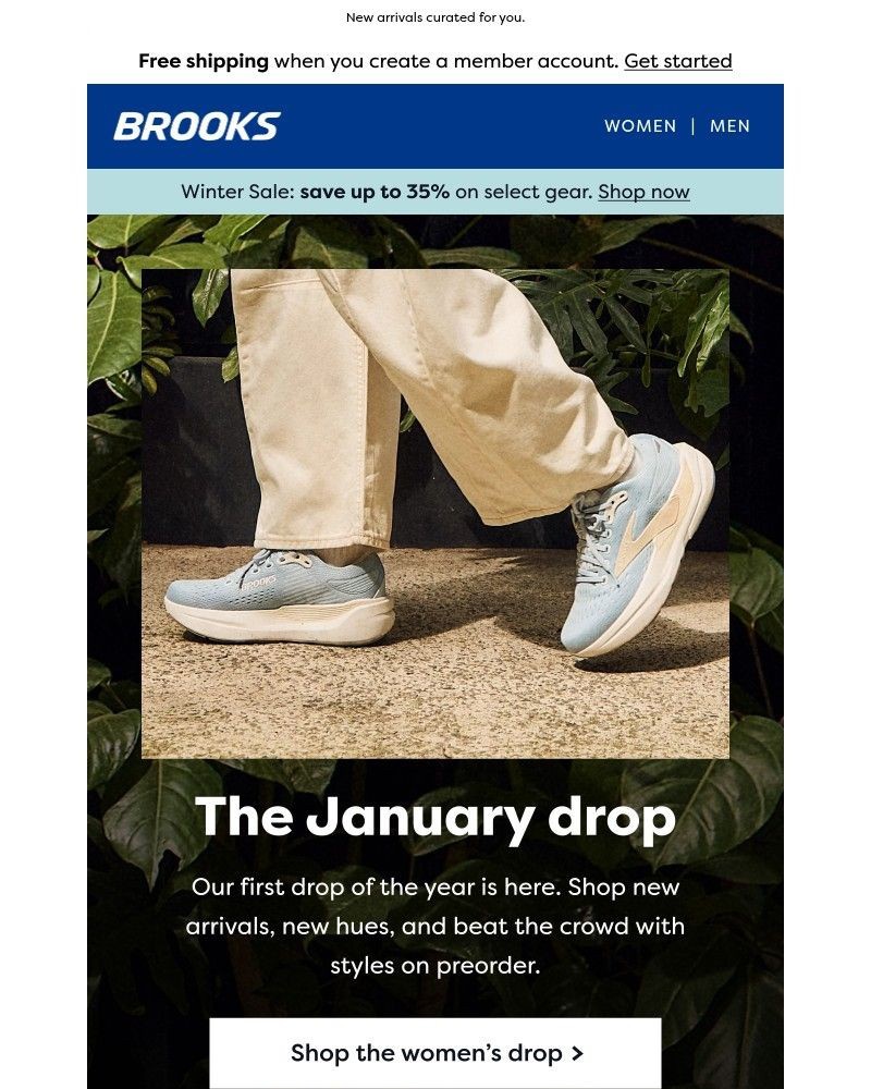 Screenshot of email sent to a Brooks Newsletter subscriber