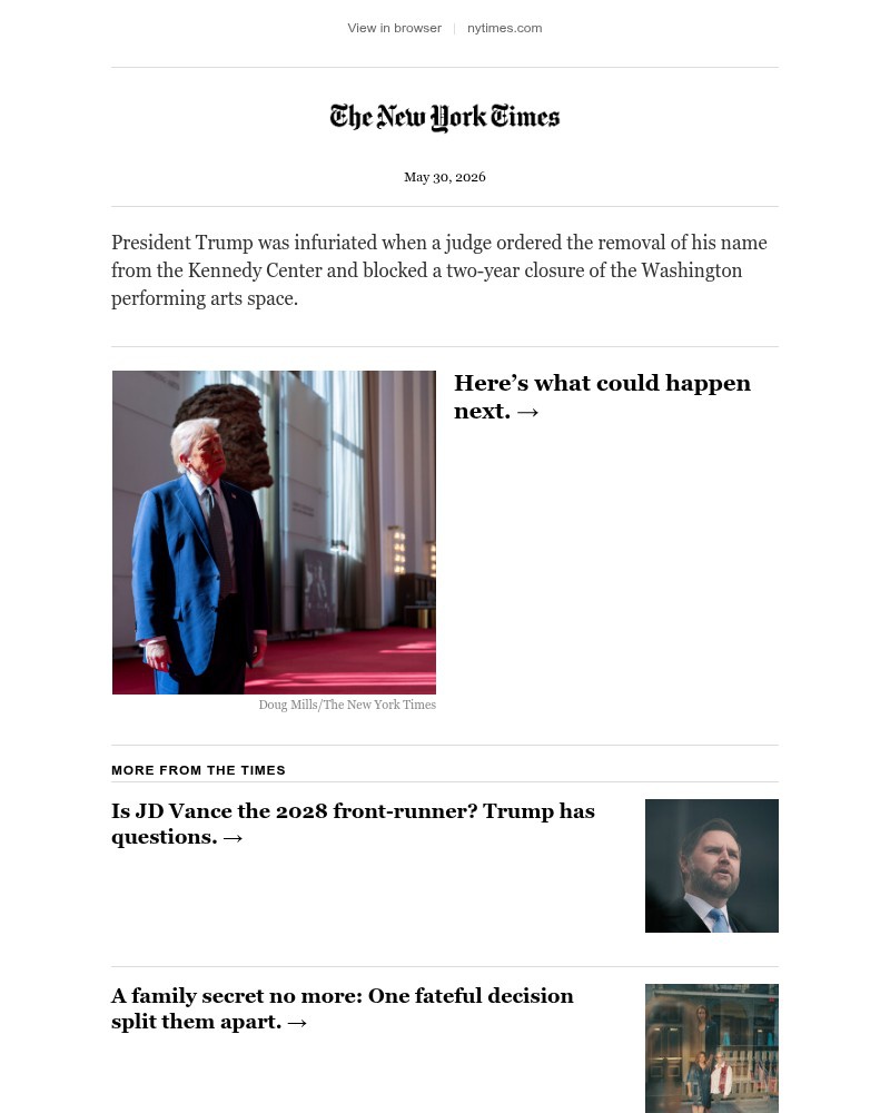 Screenshot of email with subject /media/emails/the-kennedy-center-ruling-infuriated-trump-here-are-five-takeaways-163a9f-cropped_pg9cQQe.jpg