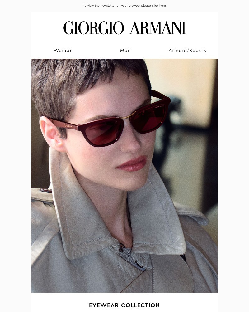 Screenshot of email sent to a Armani Newsletter subscriber