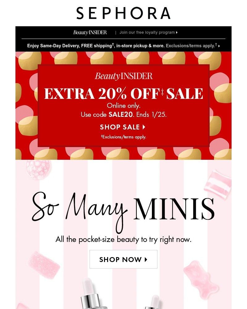Screenshot of email sent to a Sephora Newsletter subscriber