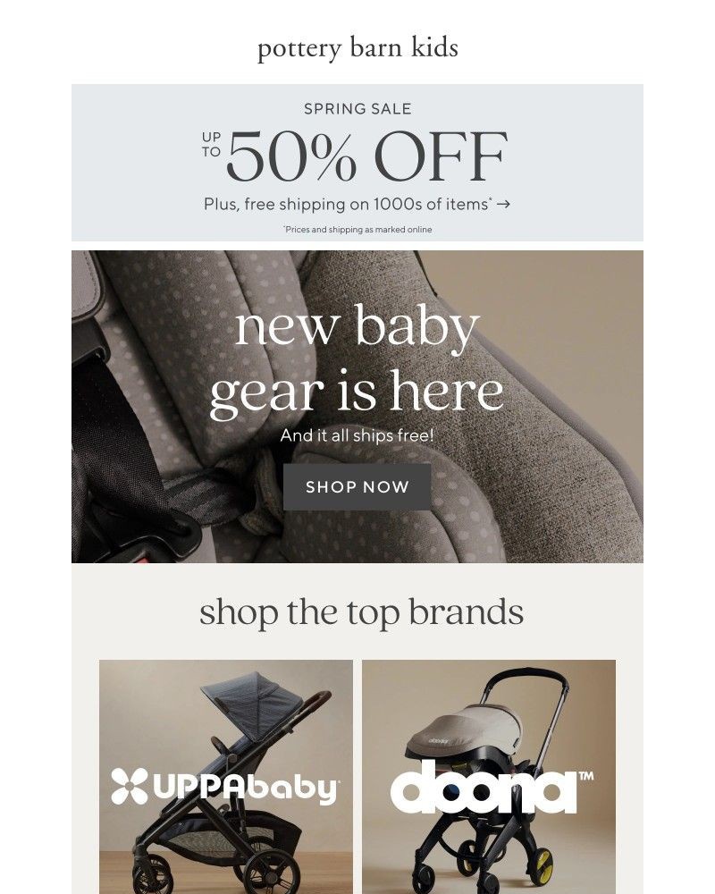 Screenshot of email sent to a Pottery Barn Newsletter subscriber