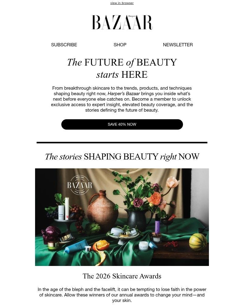Screenshot of email sent to a Harper’s Bazaar Newsletter subscriber