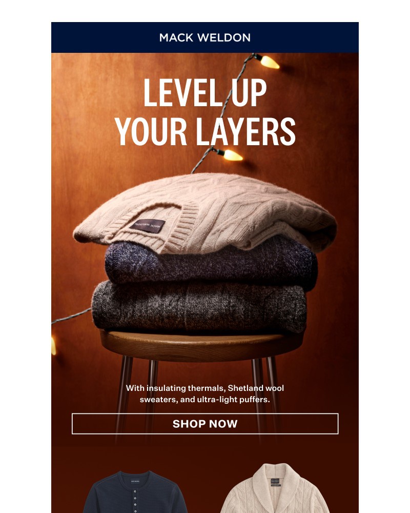 Screenshot of email sent to a Mack Weldon Newsletter subscriber