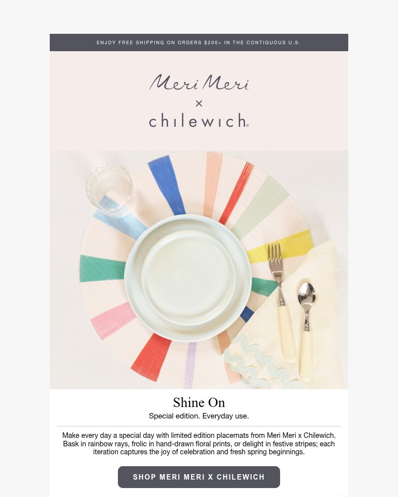 Screenshot of email sent to a Chilewich Newsletter subscriber