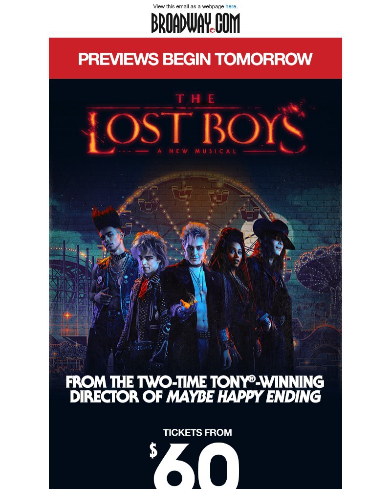 Screenshot of email sent to a Broadway NYC Newsletter subscriber
