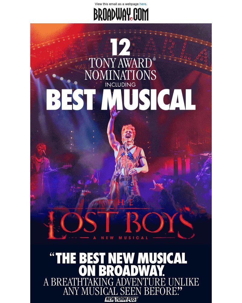 Screenshot of email sent to a Broadway NYC Newsletter subscriber