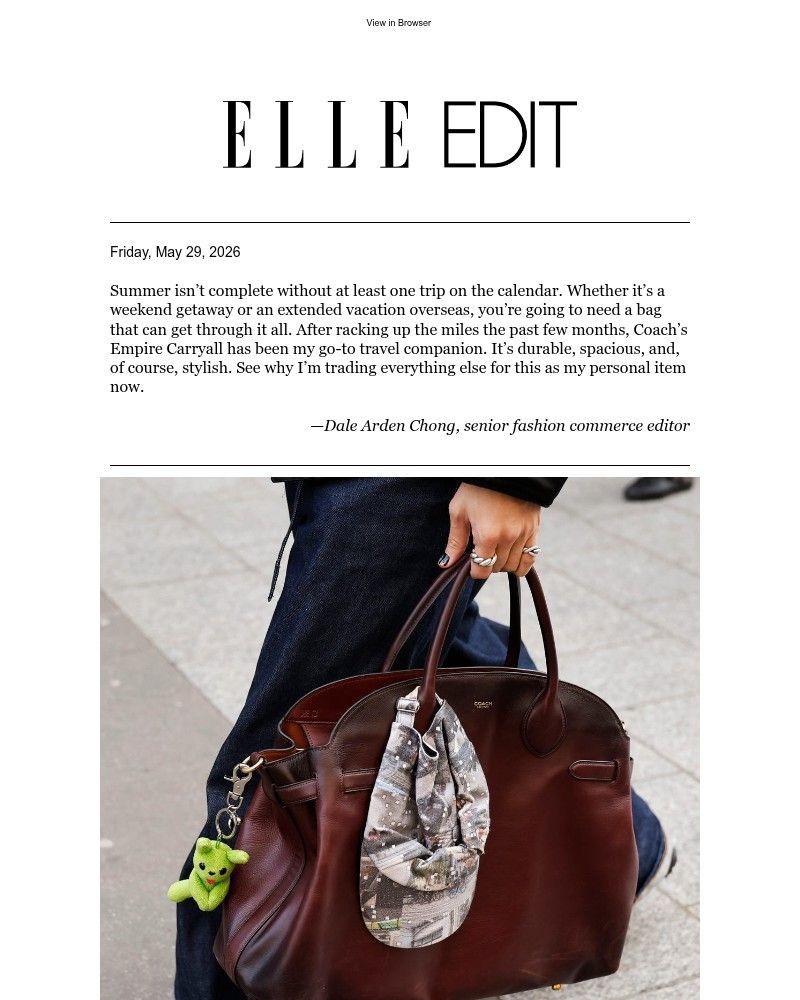 Screenshot of email sent to a Elle Newsletter subscriber
