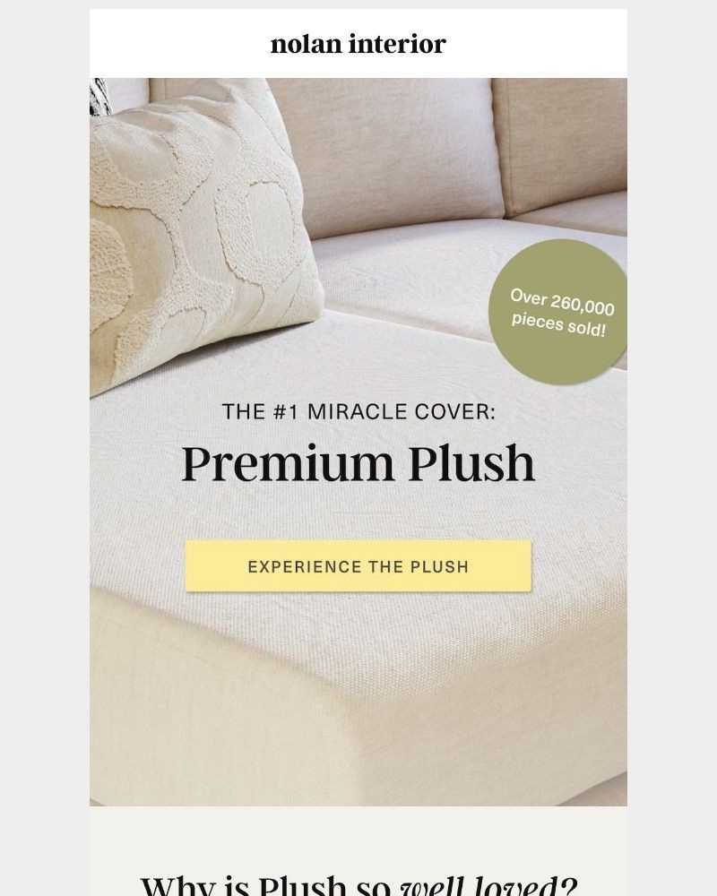 Screenshot of email sent to a Nolan Interior Newsletter subscriber