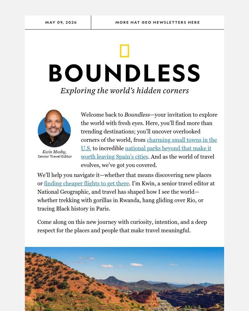 Screenshot of email sent to a National Geographic Newsletter subscriber