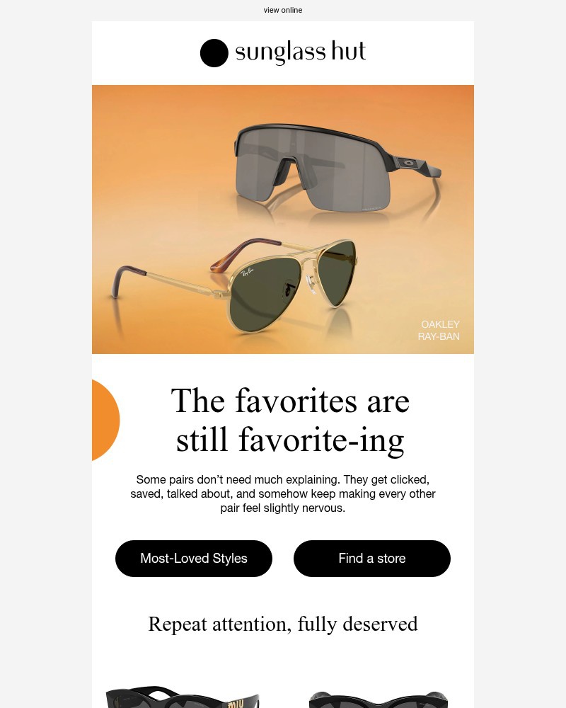 Screenshot of email sent to a Sunglass Hut Newsletter subscriber