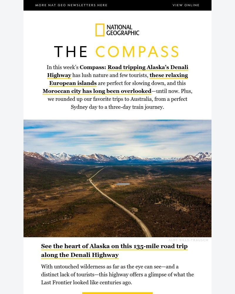 Screenshot of email sent to a National Geographic Newsletter subscriber