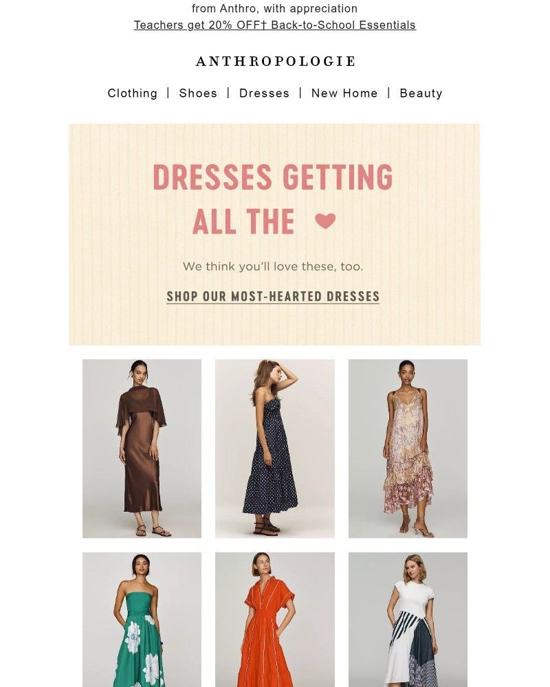 Screenshot of email sent to a Anthropologie Newsletter subscriber