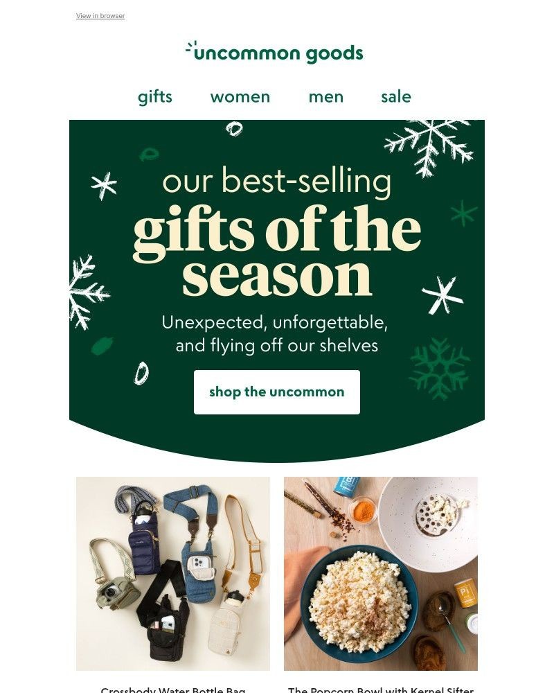 Screenshot of email sent to a UncommonGoods Newsletter subscriber