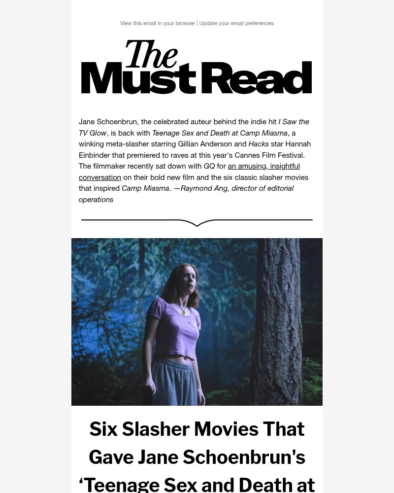 Screenshot of email sent to a GQ Newsletter subscriber
