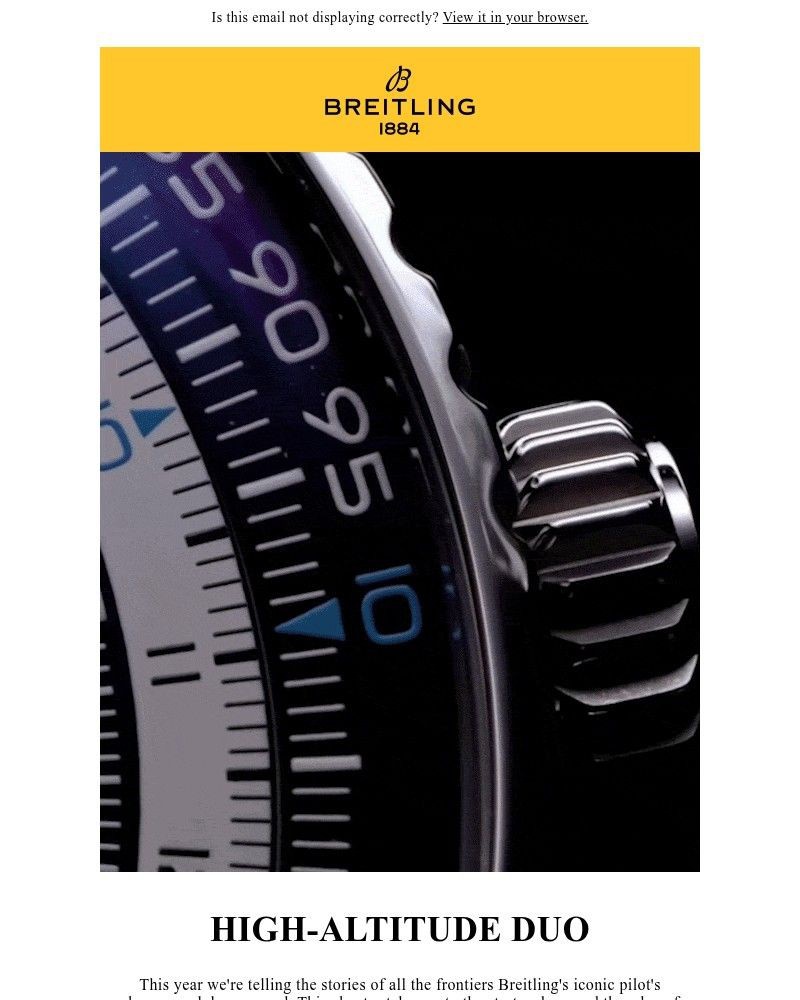 Screenshot of email sent to a Breitling Newsletter subscriber