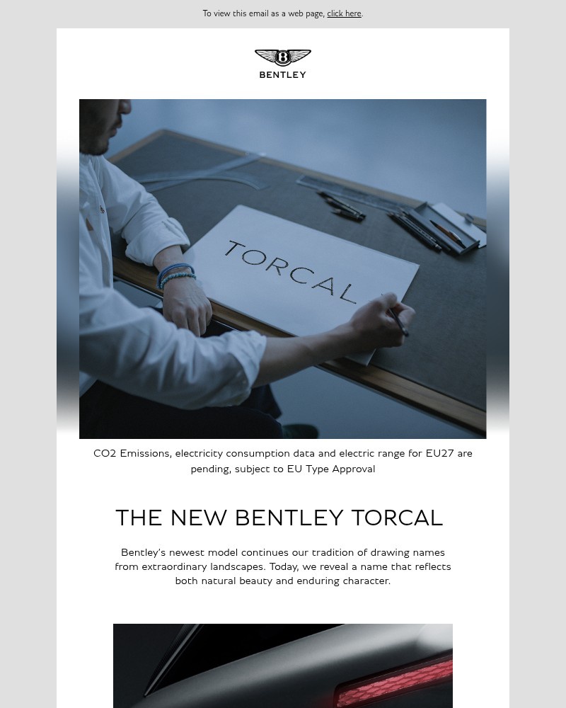Screenshot of email sent to a Bentley Motors Newsletter subscriber