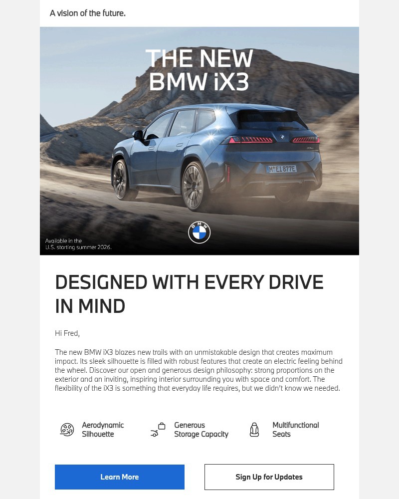 Screenshot of email sent to a BMW Newsletter subscriber