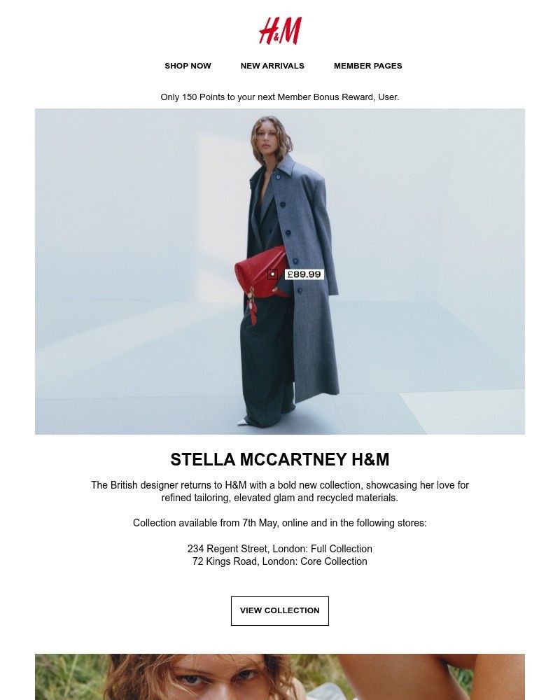 Screenshot of email sent to a H&M Newsletter subscriber