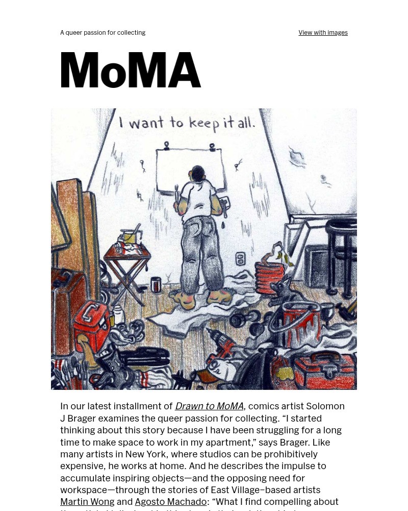 Screenshot of email sent to a The Museum of Modern Art (MoMA) Newsletter subscriber