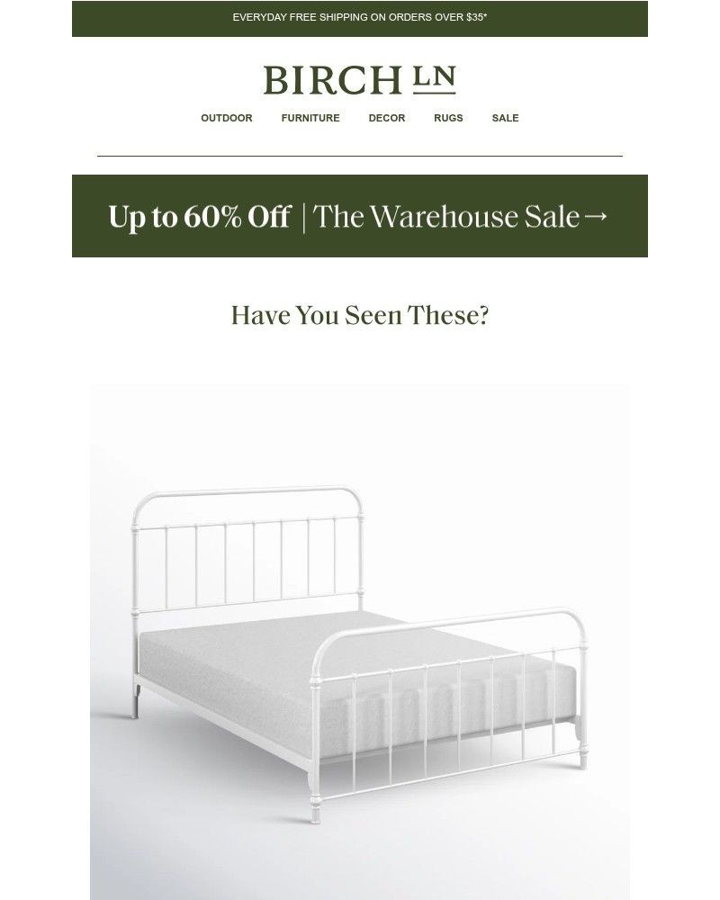 Screenshot of email sent to a Birch Lane Newsletter subscriber