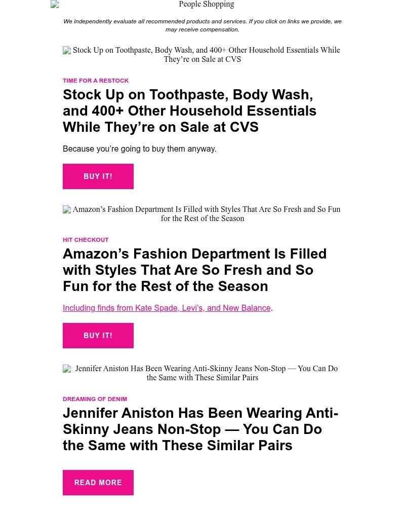 Screenshot of email sent to a People Newsletter subscriber