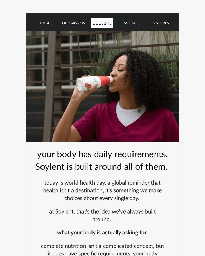 Screenshot of email sent to a Soylent Newsletter subscriber