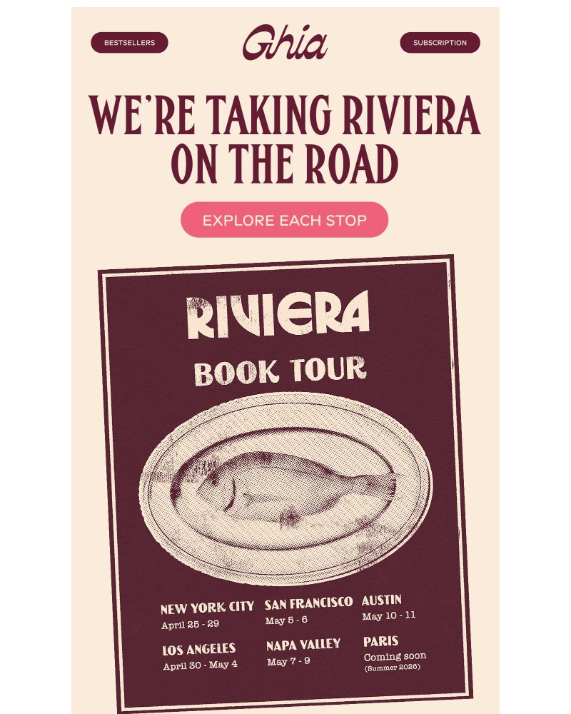 Screenshot of email sent to a Ghia Newsletter subscriber