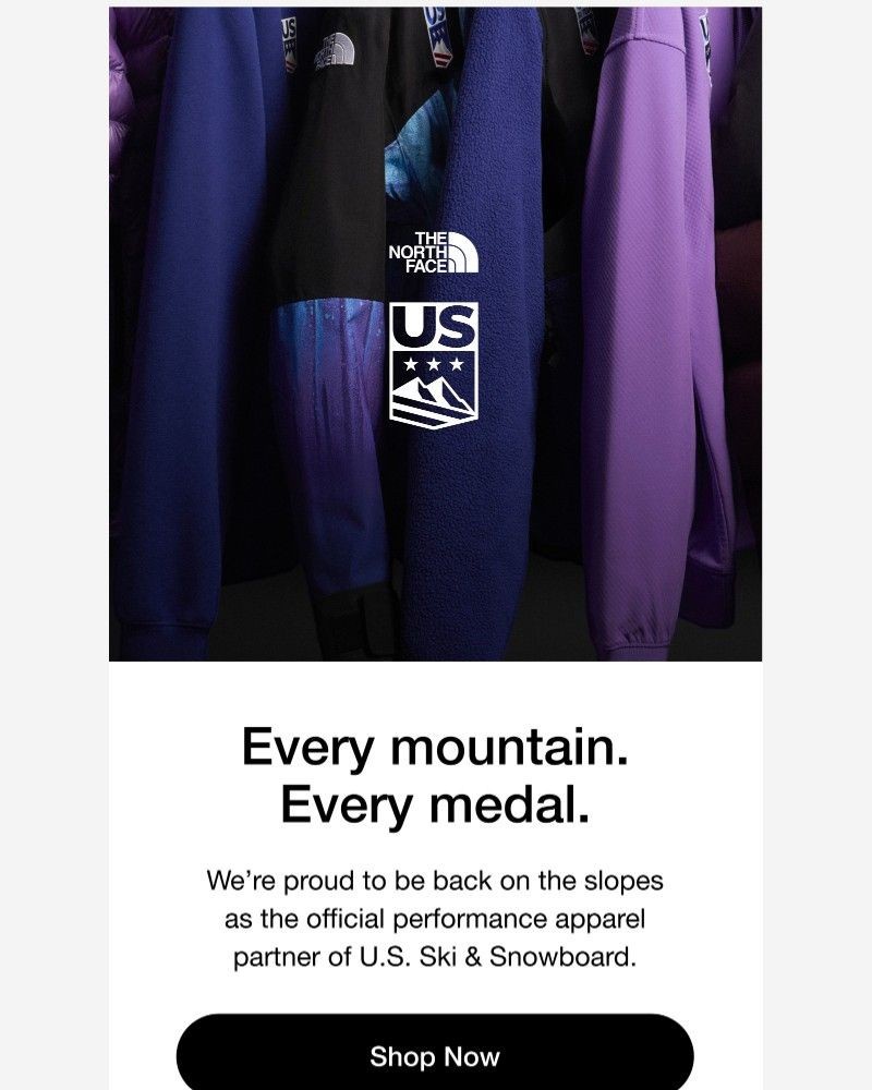 Screenshot of email sent to a The North Face Newsletter subscriber