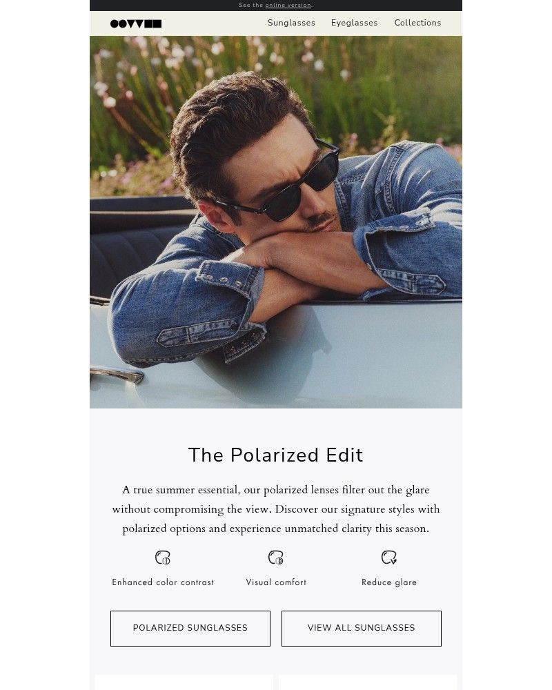 Screenshot of email sent to a Oliver Peoples Newsletter subscriber