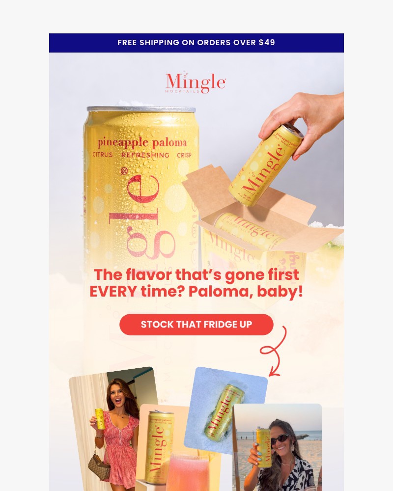 Screenshot of email sent to a Mingle Mocktails Newsletter subscriber